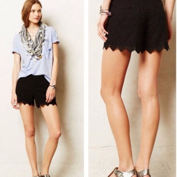 Anthropologie Elevenses Lace Scalloped Cutout Crochet White Shorts size 8 NWT - Picture 5 of 16
